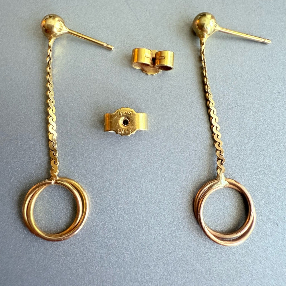 14k Solid Gold Trinity Interlinked Infinity Circl… - image 3